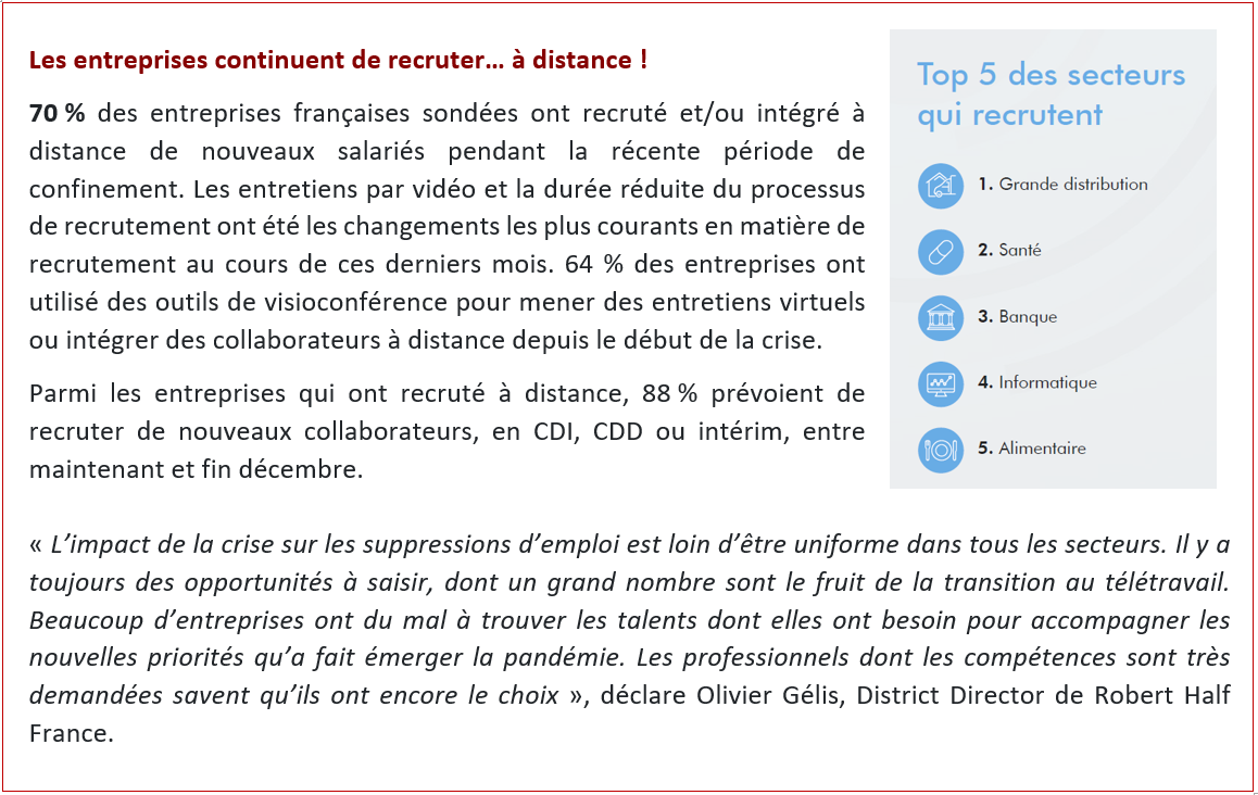 les entreprises continuent de recruter à distance